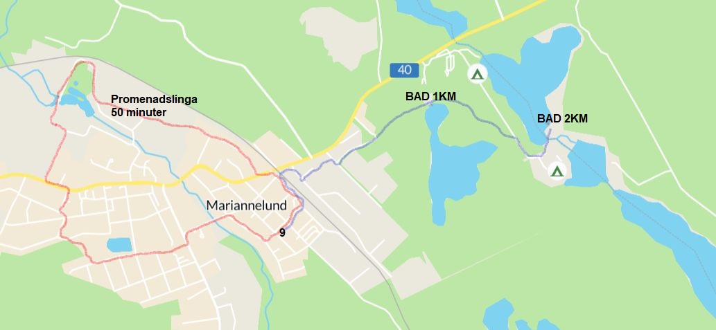 Karta, promenad och bad