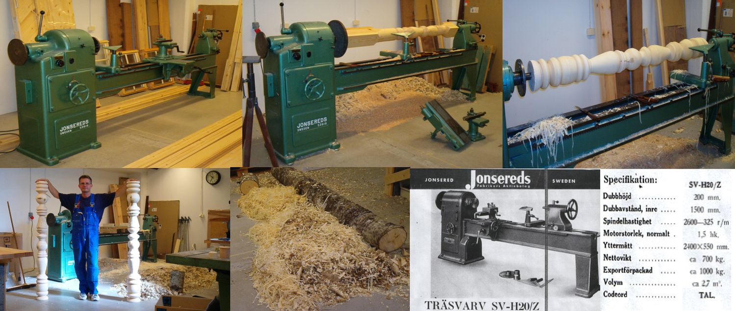 Jonsered svarv, stora ämnen, hela stockar
